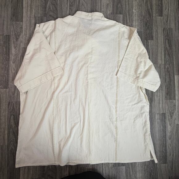 Men’s XXL Mexican Guayabera White Cotton Shirt Short Sleeve Button Front - Picture 2 of 6